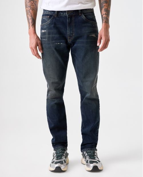 Jean Slim oscuro con raspones para hombre