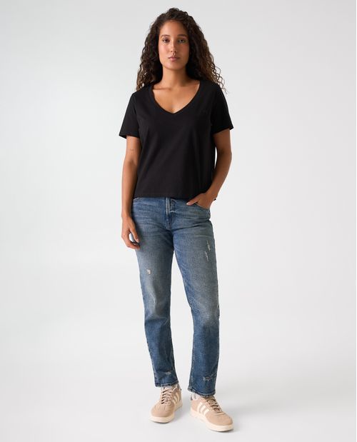 Camiseta con cuello en V para mujer