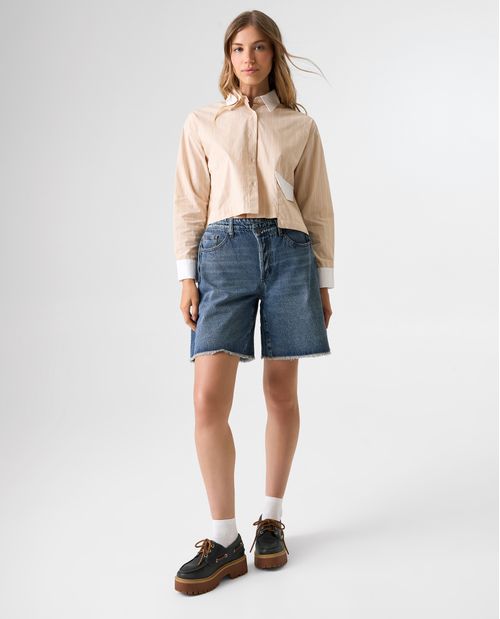 Camisa manga larga diseño a rayas para mujer