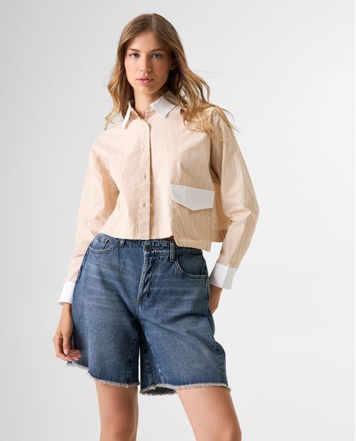 Camisa manga larga diseño a rayas para mujer