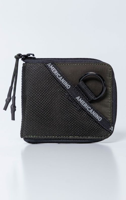 Billetera con detalles de malla y estampado para hombre
