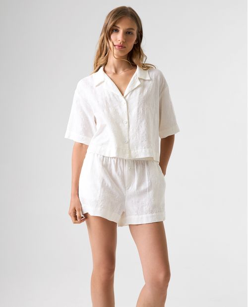 Camisa Boxy de cuello sport para mujer