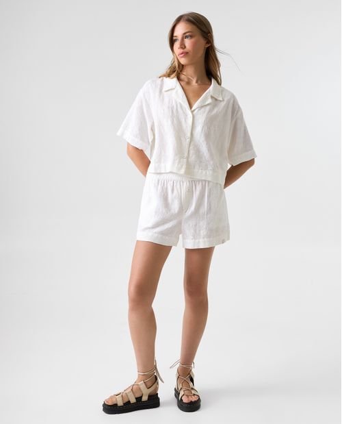 Camisa Boxy de cuello sport para mujer