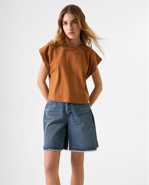 Camiseta manga sisa para mujer