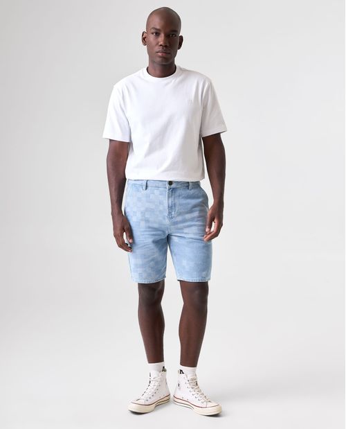 Bermuda en tela con efecto de cuadros para hombre