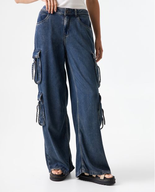 Jean Cargo efecto vintage para mujer
