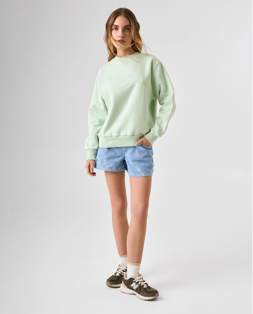 Buzo cerrado con detalles bordados para mujer