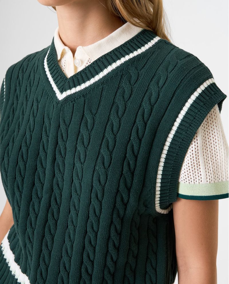 Chaleco Suéter Chaleco Punto Mujer Verde Chaleco Cuello Pico Mujer