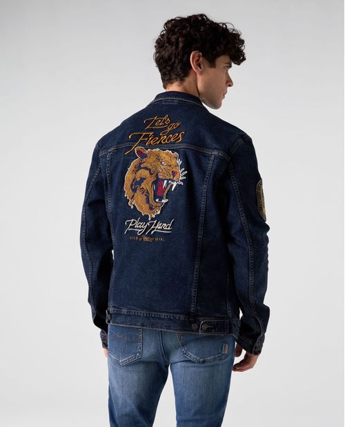 Chaqueta Trucker con apliques bordados para hombre