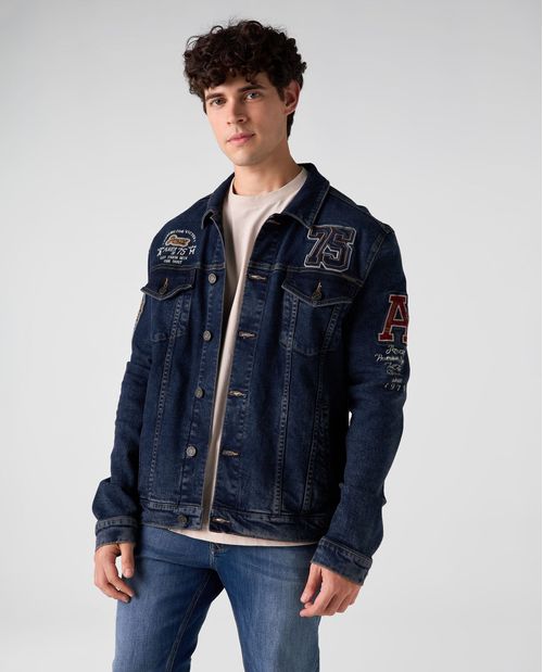 Chaqueta Trucker con apliques bordados para hombre