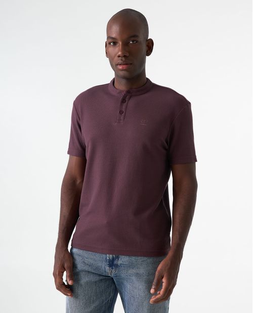 Polo cuello neru de tela con textura para hombre