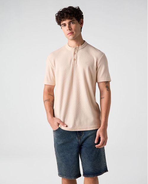 Polo cuello neru de tela con textura para hombre
