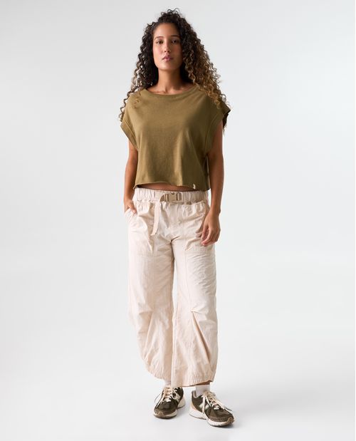 Camiseta con escote en espalda para mujer