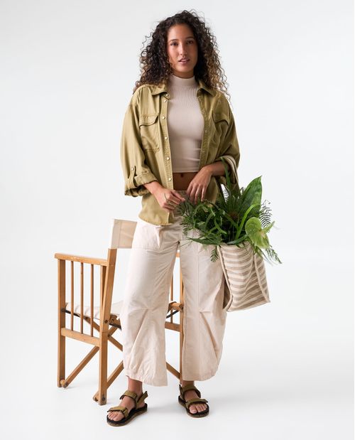 Camisa oversize manga corta para mujer