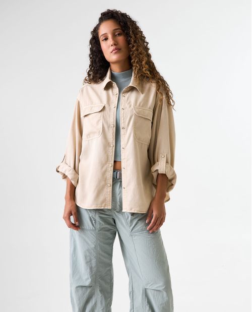 Camisa oversize manga corta para mujer