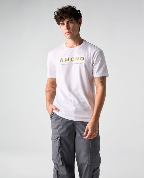 Camiseta cuello redondo estampada para hombre