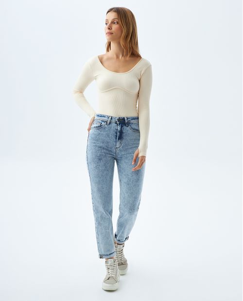 Jean Momfit claro para mujer