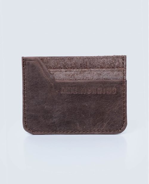 Tarjetero compacto en cuero con grabado discreto