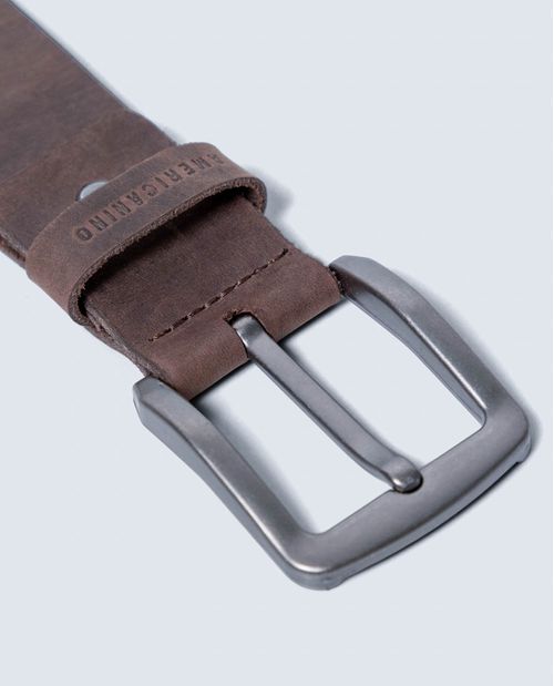 Cinturón recto cuero clásico hebilla mate