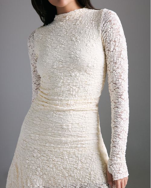 Vestido ajustado en algodón encaje asimétrico