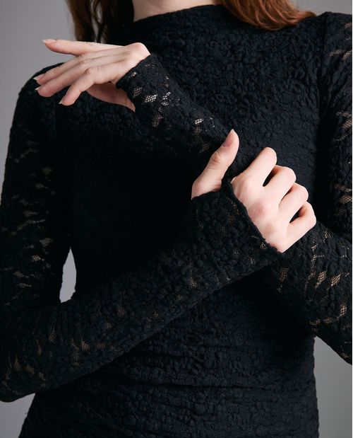 Vestido ajustado en algodón encaje asimétrico