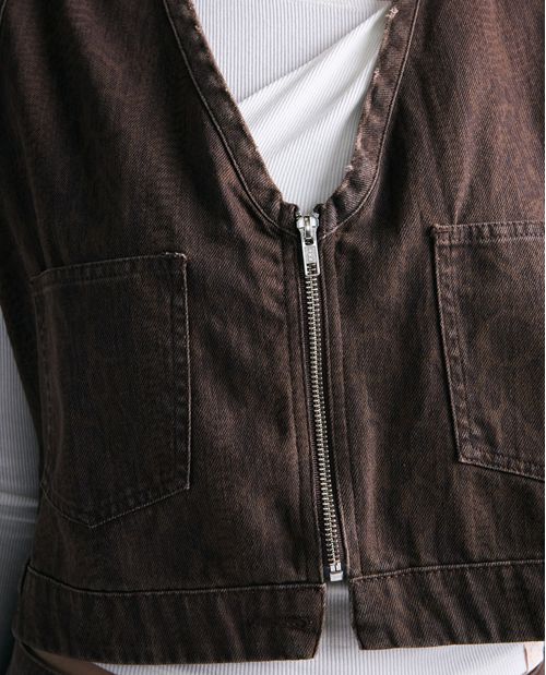 Chaleco regular algodón con cierre frontal