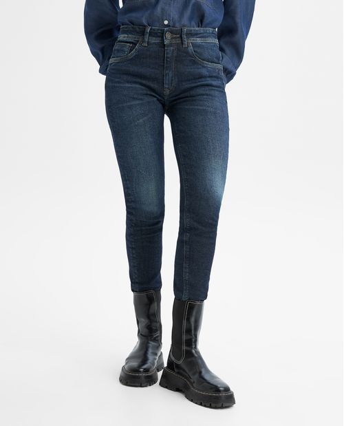 Jeans Slim Algodon Tiro Alto