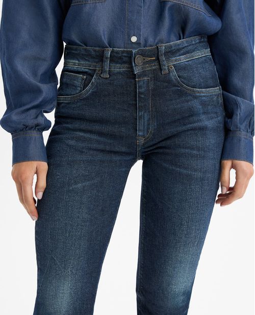 Jeans Slim Algodon Tiro Alto