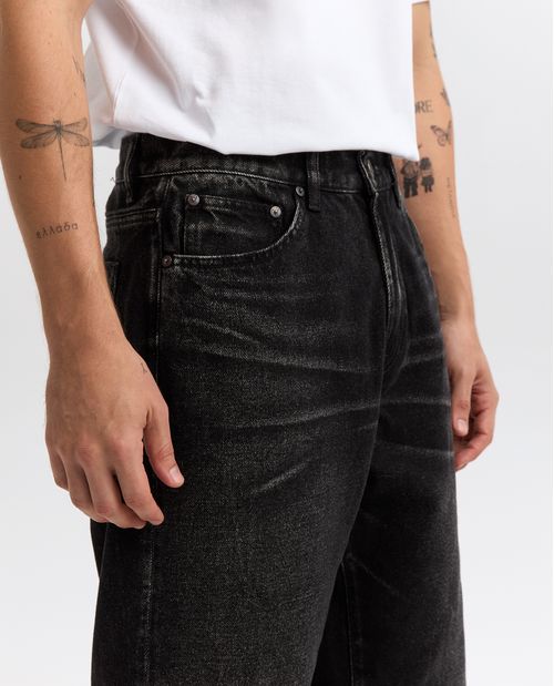 Jeans rectos en algodón efecto deslavado