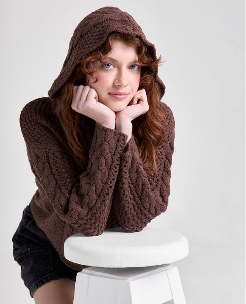 Buzo cerrado en algodon caída recta con pequeño logo