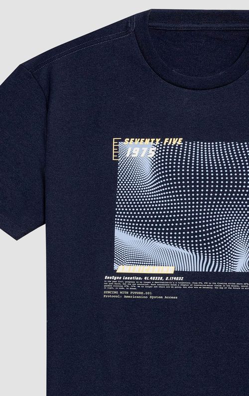 Camiseta slim algodón estampado localizado