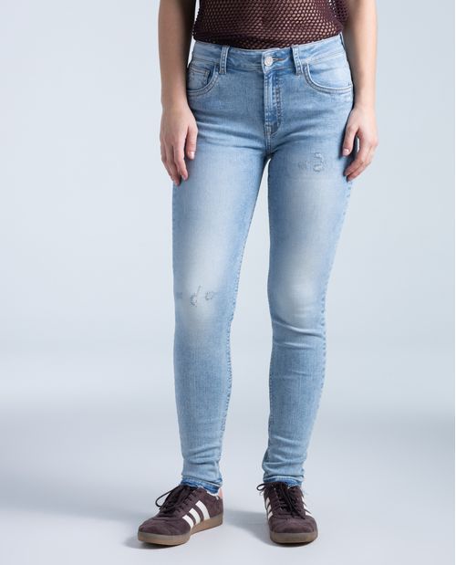 Jeans skinny en algodón tiro medio