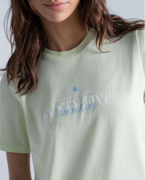 Camiseta slim algodón estampado localizado