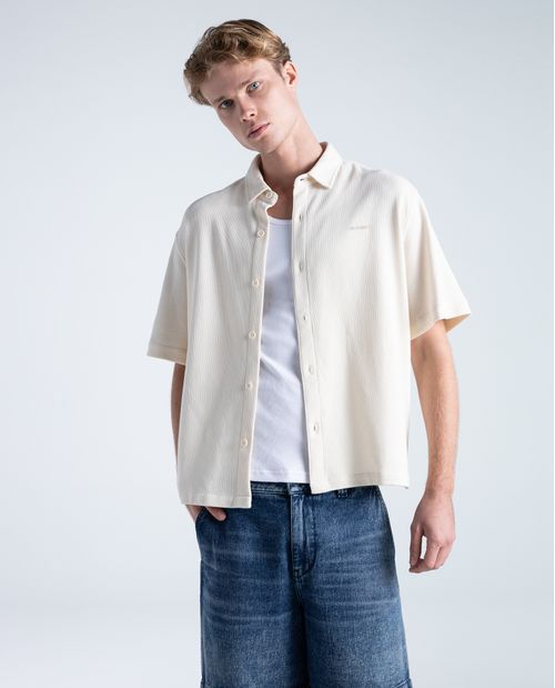 Camisa oversize en algodón con logo bordado