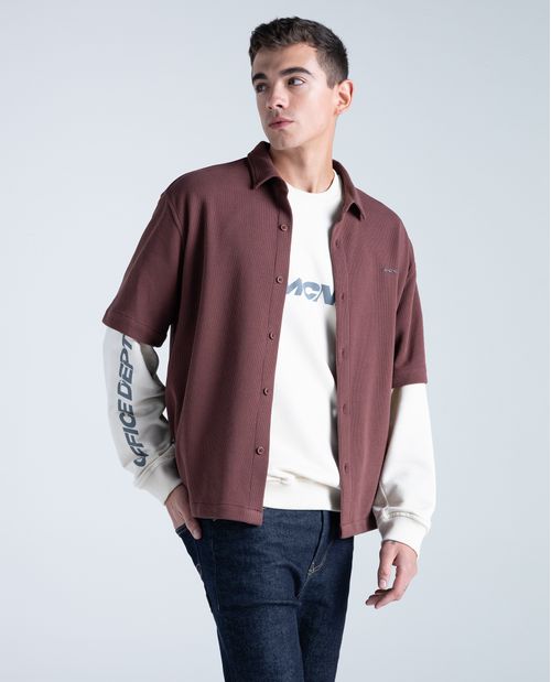 Camisa oversize en algodón con logo bordado