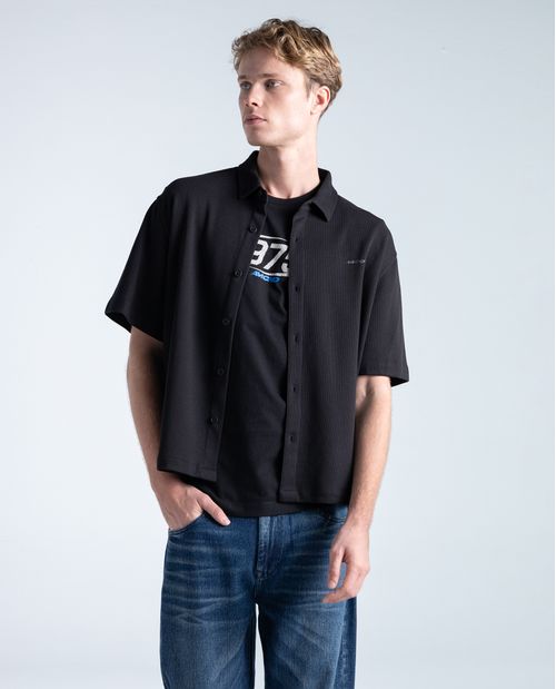 Camisa oversize en algodón con logo bordado