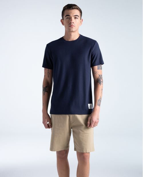 Camiseta slim algodón azul oscuro