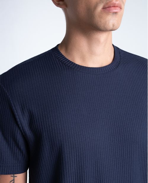 Camiseta slim algodón azul oscuro