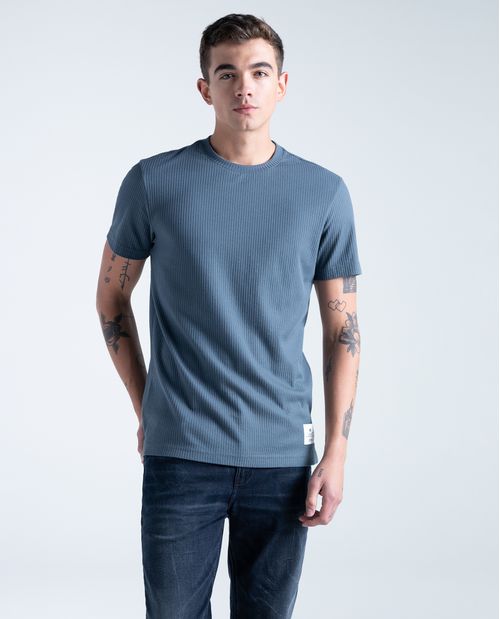 Camiseta slim algodón azul oscuro
