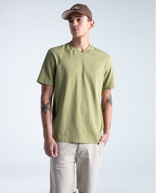 Camiseta regular en algodón cuello asimétrico