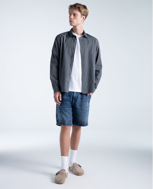 Camiseta slim algodón azul oscuro