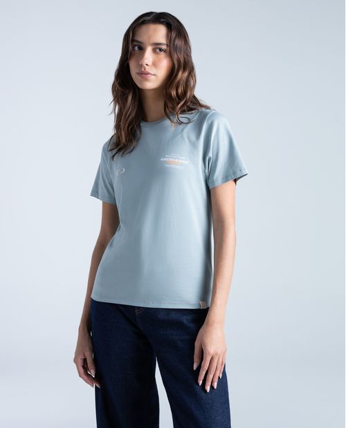 Camiseta slim algodón estampado localizado