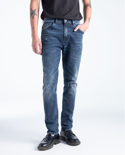 Jeans slim algodón tiro medio