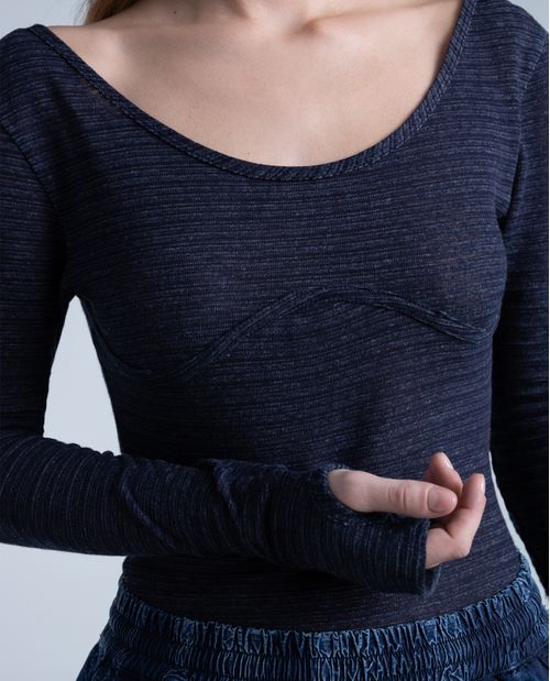 Camisa slim algodón azul clásico con bolsillos frontales