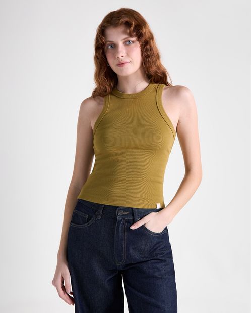 Camiseta manga sisa cuello redondo para mujer