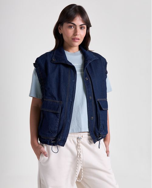 Chaqueta ajuste regular algodón cuello alto para mujer