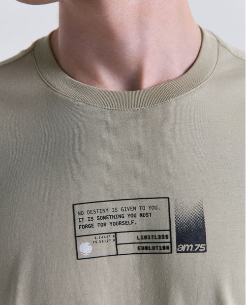 Camiseta estampado localizado manga corta cuello redondo para hombre