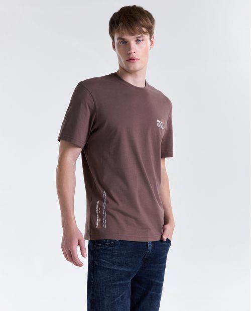 Camiseta estampado localizado manga corta cuello redondo para hombre