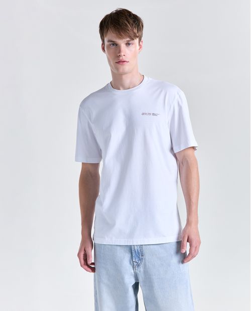 Camiseta estampado localizado manga corta cuello redondo para hombre