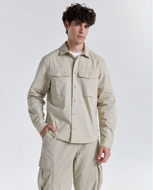 Camisa manga larga cuello camisero para hombre